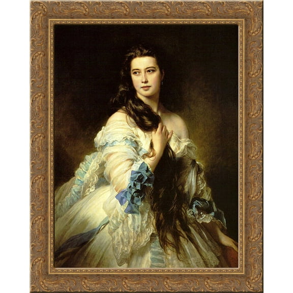 Barbara Dmitrievna Mergassov-Rimsky-Korsakova 24x20 Gold Ornate Wood Framed Canvas Art by Franz Xaver Winterhalter