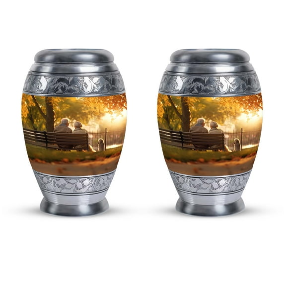Old Couple Sitting Bench Small Urns For Human Ashes, Cremation Urns For Men, Funeral Urns For Human Ashes Adult, Memorial Urn, Keepsake Urns For Mom Ashes, Burial Urns For Cremated Remains 3inch,2pc