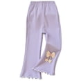 thumbnail image 2 of Wuxian Girls Pants Leggings Winter Spring Warm Footless Thick Fuzzy Lined Bottoms Tights Cozy Flared Trousers Solid Color Cute Polka Dot Bows Layered Pantyhose For Toddler,Purple,7-8 Years, 2 of 4