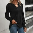 thumbnail image 7 of Abomasnow 2025 Fall Long Sleeve Tops for Womens Casual V Neck Pleated Front Shirts Solid Smocked Cuffs Sleeves Tunic Blouse Casual Loose Fashion T Shirts, 7 of 7