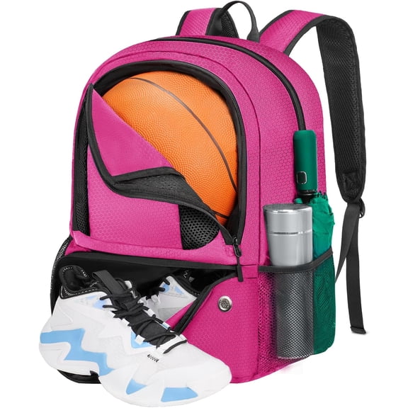 Basketball Backpack, Lightweight Basketball Bag with Ball Holder & Shoes Compartment, Sports Backpack Training Equipment Fit Soccer Volleyball Football