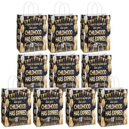18th Birthday Party Paper Gift Bags I Regret to Inform You Your Childhood Has Expired Party Favor Bags with Handles for Birthday Party Decorations 20pcs