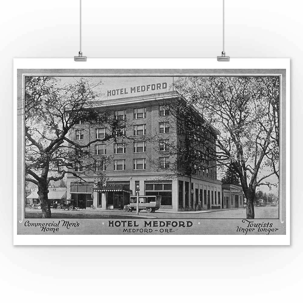 Medford, Oregon Exterior View of Hotel Medford (12x18 Art Print, Wall