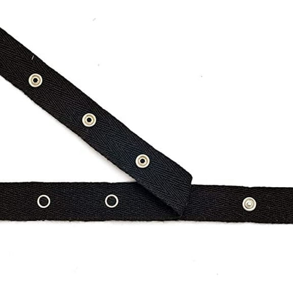 1/4" Metal Snap Twill Tape Trim, 2-Yards, TR-10612 (Black)