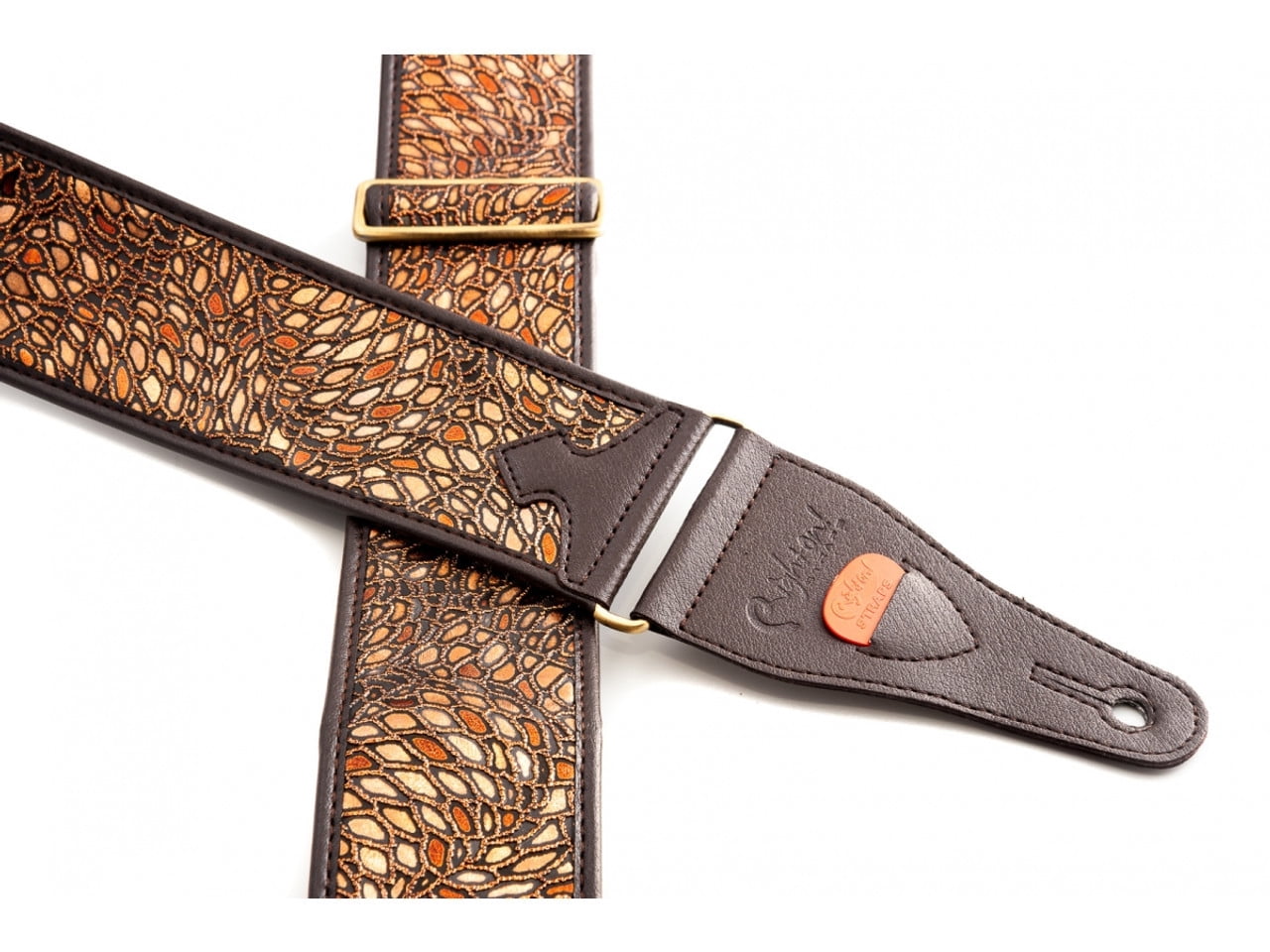 RightOn! Straps Alien Guitar Strap w/ Glittering Design - Brown