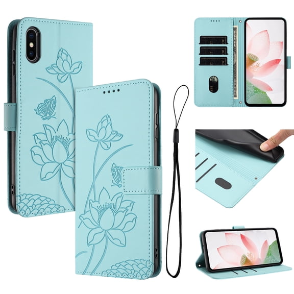 Allytechgroup for iPhone XS/X Flip Wallet Case, PU Leather Protective Case Cover with Credit Card Slot & Cash Slot Shock-Absorbent TPU Anti-ScratchBumper for Women Girls, Green