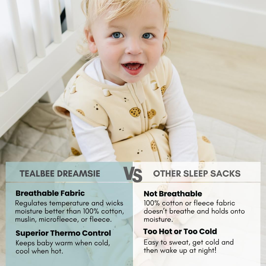 Tealbee Dreamsuit - Bamboo Sleep Sack with Legs - (1.5 Tog) Cookies 3T-4T