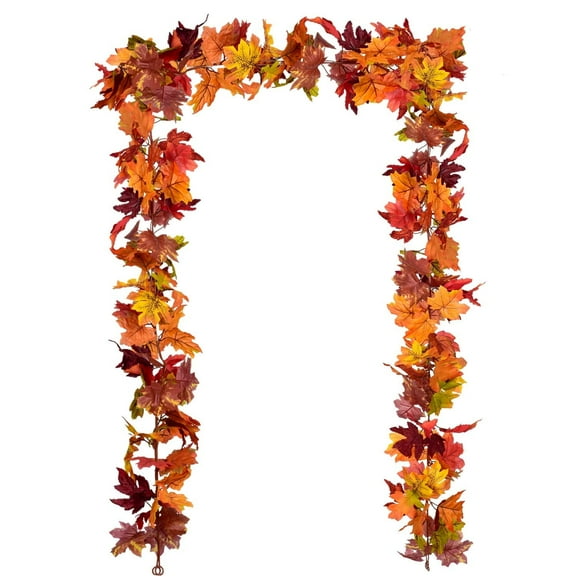 TETOU 2Pcs Fall Maple Leaves Garland, 67.2 Inches Artificial Maple Leaf Autumn Garland, Hanging Vine Garland for Home Wedding Fireplace Party Christmas Thanksgiving Decor