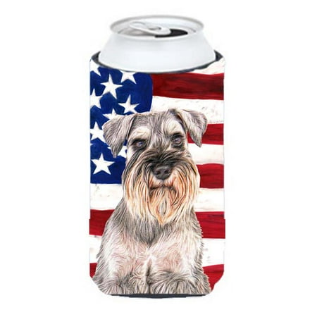 

USA American Flag with Schnauzer Tall Boy bottle sleeve Hugger