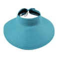 thumbnail image 2 of Holzkary Women's Beach Sun Straw Hat Uv Upf 50+ Travel Foldable Brim Summer Uv Hat Sun Visor Hats for Women Wide Brim Roll Up Ponytail Summer Beach Hat Upf Packable Foldable Travel Blue One Size, 2 of 4