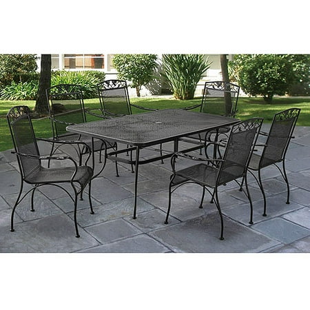 Mainstays Jefferson Wrought Iron 7-Piece Patio Dining Set, Seats (Best Wrought Iron Patio Furniture)