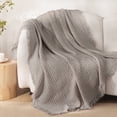 thumbnail image 4 of Exclusivo Mezcla Knitted Throw Blanket with Fringes for Couch, Soft and Warm Textured Throw for All Season, Lightweight Breathable Room Decor, Beige, 50”x60”, 4 of 8