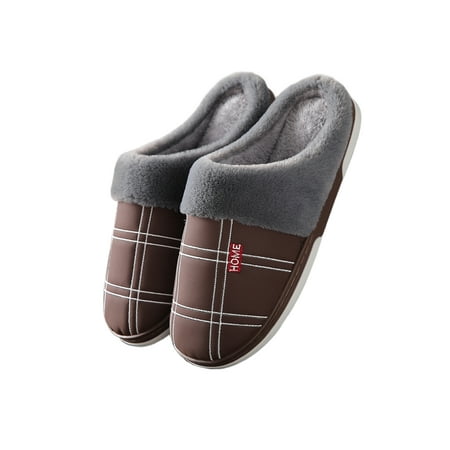 

Kesitin Womens Comfort Slip On Fuzzy Slipper Indoor Casual House Slippers Breathable Closed Toe Winter Warn Large Code [coffee] PU 11.5-12