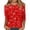 Red, variant on Womens 3/4 Sleeve Tops O Neck Casual Fashion Bowtie Pattern Shirts Spring and Autumn Trendy Tees