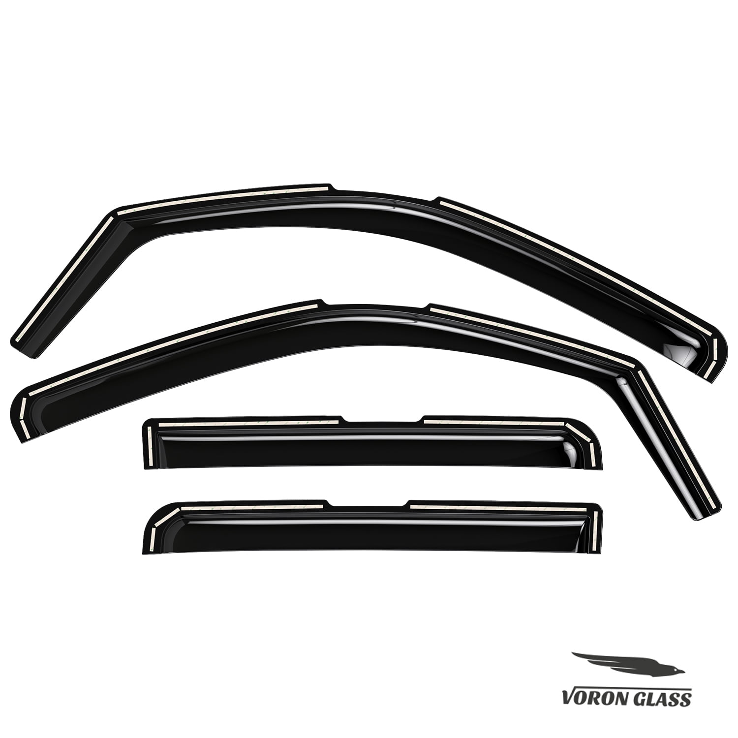 Voron Glass In-Channel Extra Durable Rain Guards for Nissan Frontier 2022-2026 Crew Cab, Window Deflectors, Vent Window Visors, 4 Pieces - 200457