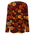 thumbnail image 5 of Women's Autumn Leaf Print Long Sleeve T-Shirt, Casual Fall Fashion Crew Neck Tops, Comfortable and Stylish, 5 of 5