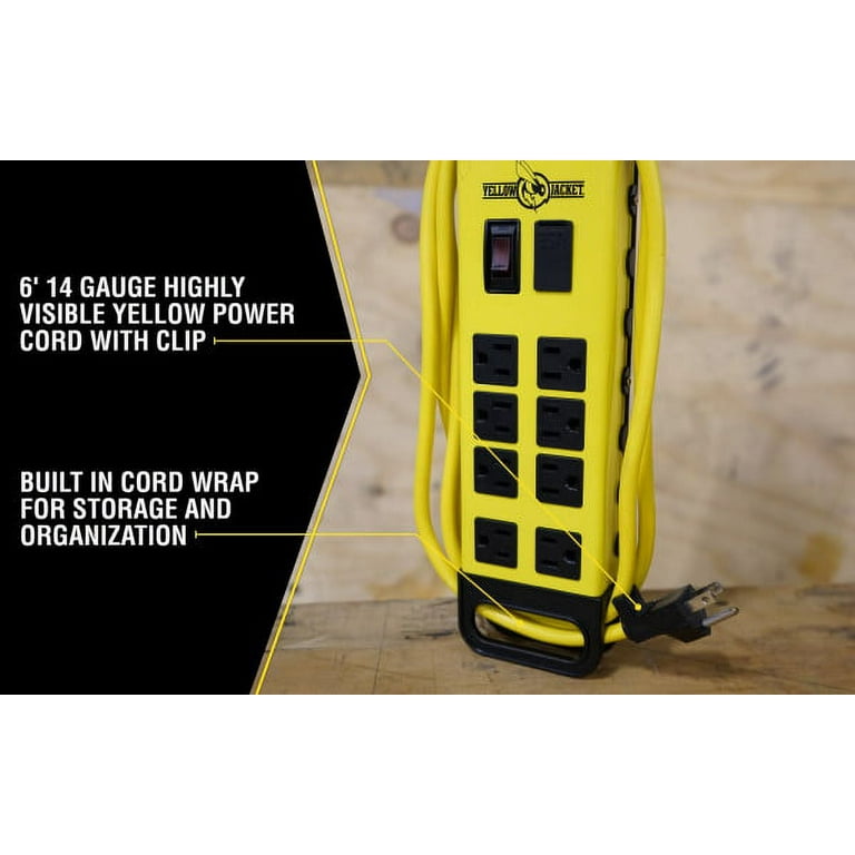 Yellow Jacket 5148 Yellow 8-Outlet Metal Power Block with 2.4A USB