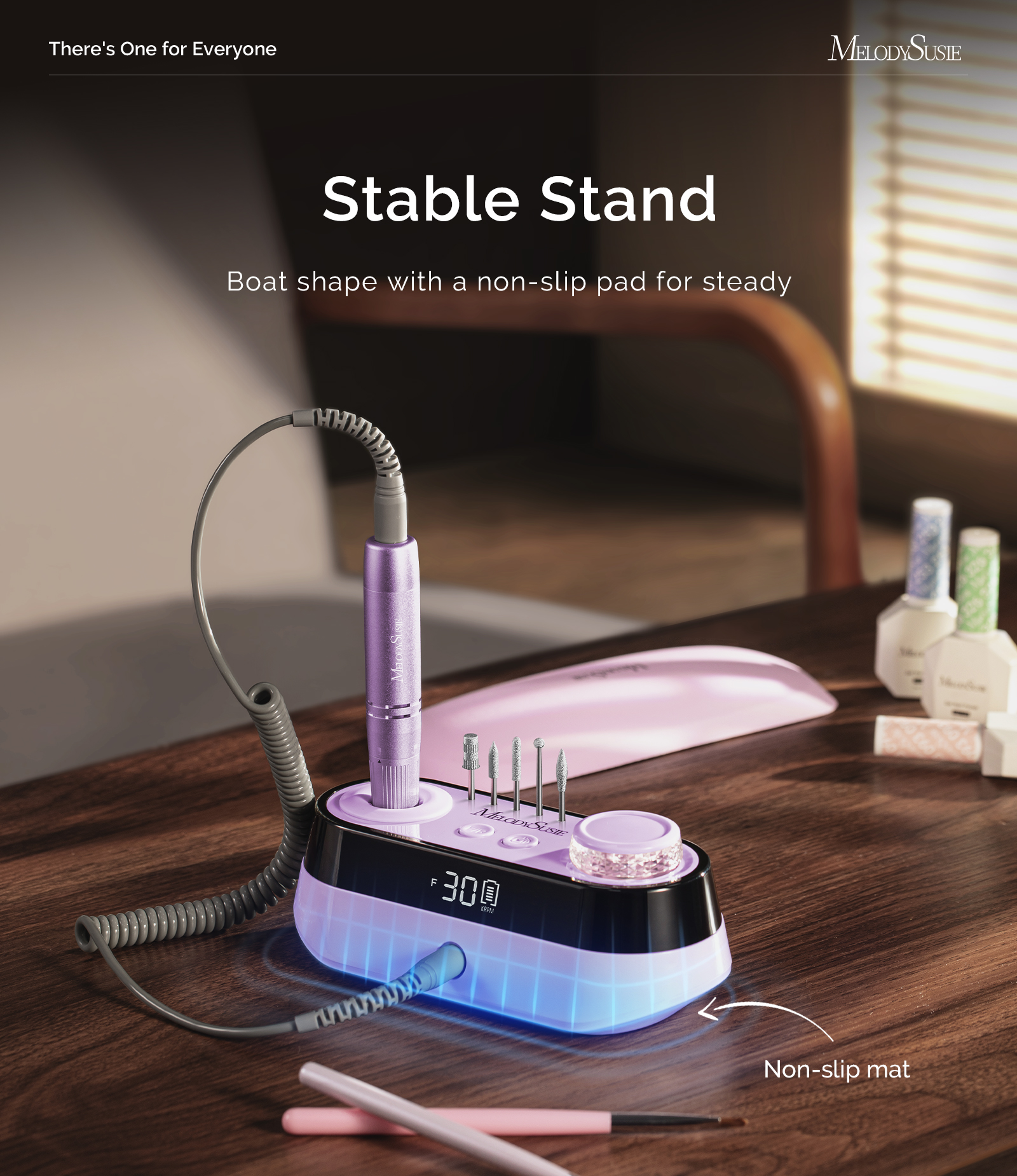 MelodySusie Cordless Desktop Nail Drill, 30000 RPM Electric File for Acrylic and Gel Nails, SC320A
