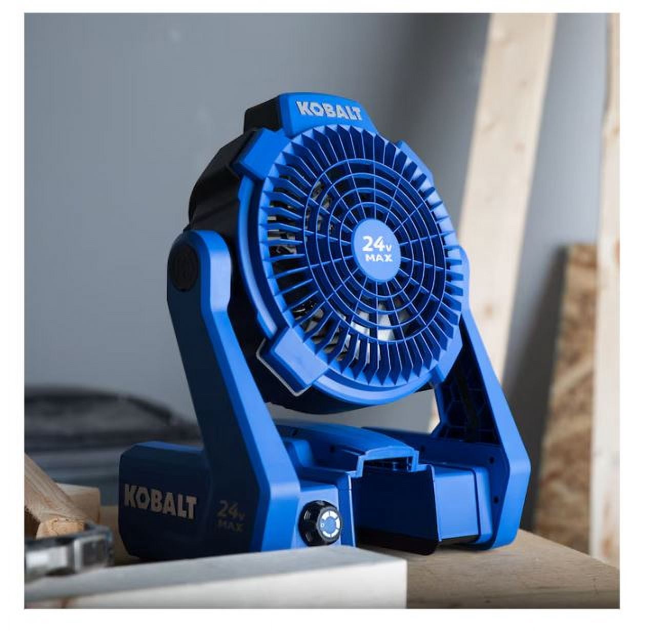 Kobalt 7-in 24-Volt 5-Speed High Velocity Indoor/Outdoor Blue Personal Fan (Battery and Charger Not Included)