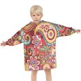 thumbnail image 3 of Red Pioneer Flower and Paisley Pattern Blanket Hoodies for Kids 6-13YR Oversize Wearable Blanket Hoodies for Boys Girls Teens, 3 of 7