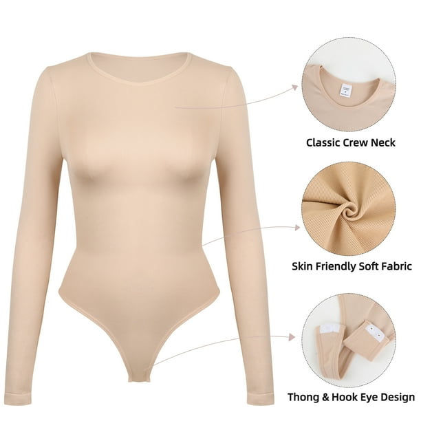 SLIMBELLE Body voor dames, lange mouwen, U-hals, bodysuit