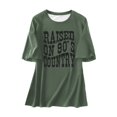 thumbnail image 3 of Fshinging Women's Country Music Print T Shirts Crew Neck Tops Summer Vintage Casual Tees Army Green L, 3 of 3
