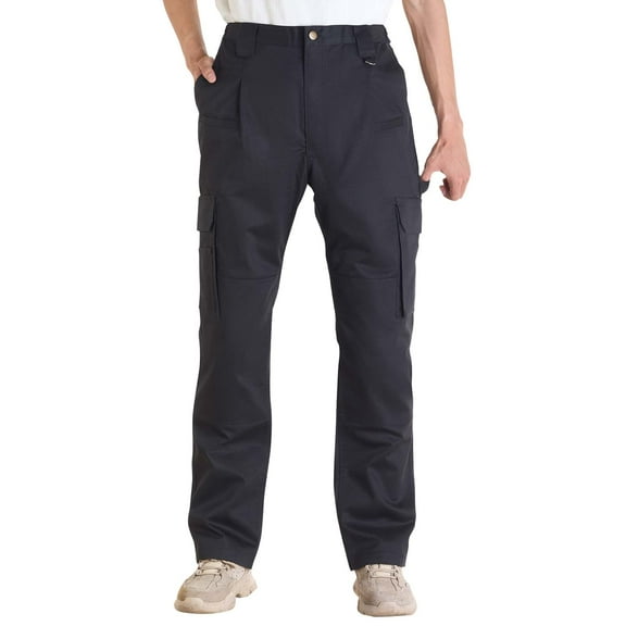 VEVOR FR Pants for Men, 9 oz 100% Cotton, Flame-Resistant Cargo Pants with Multi-Pockets and Elastic Waist, Reinforced Tear-proof Stitching, Ideal for Welding Work and Casual Wear, M Size, Black