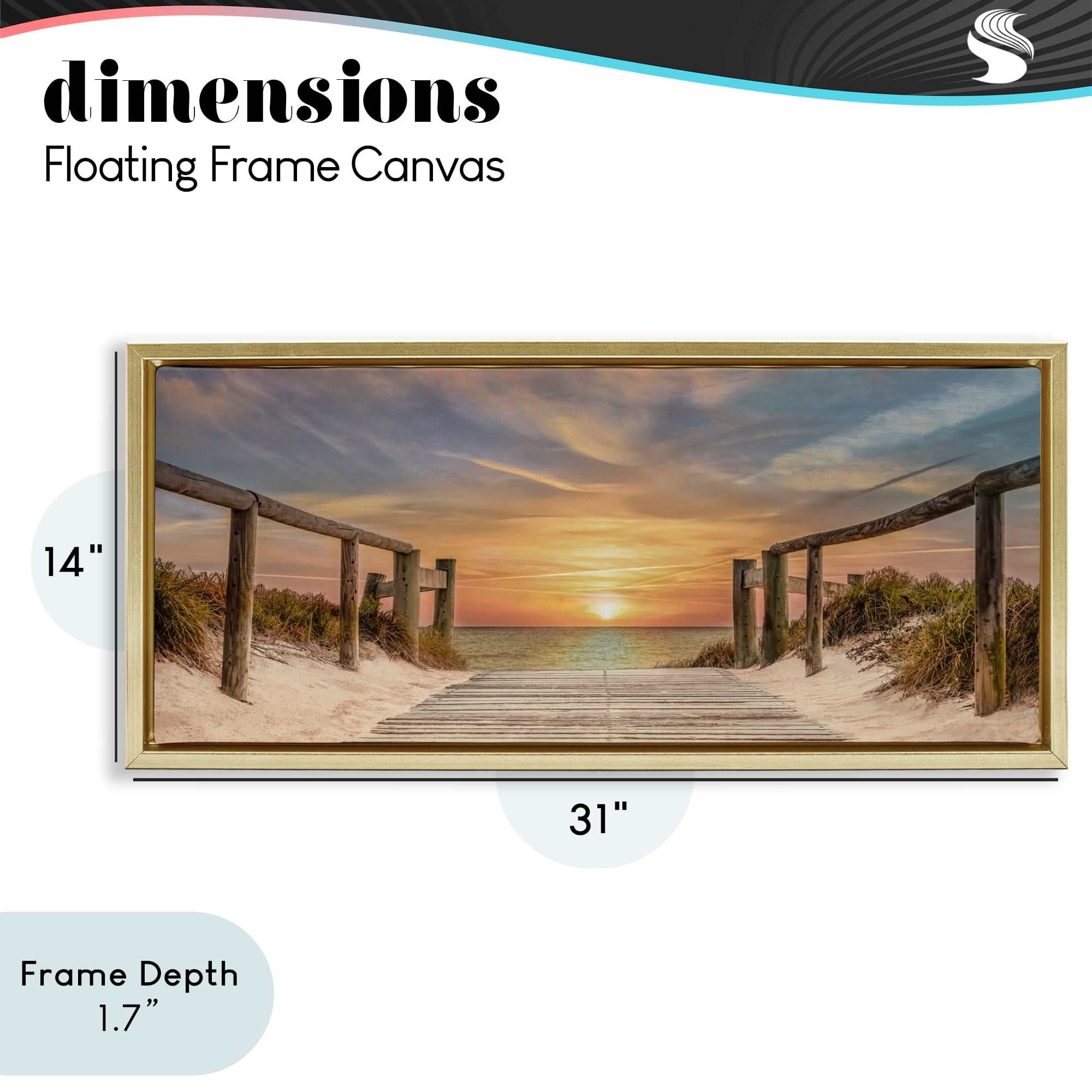 Stupell Industries Pathway To Sunset Gold Framed Floater Canvas Wall Art, design by Mike Caliascibetta