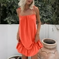 thumbnail image 2 of Ashirexll Summer Dresses for Women, Midi Dresses for Women, Lace Up Pleated Solid Color Loose Leaf Hem Dress, 2 of 7