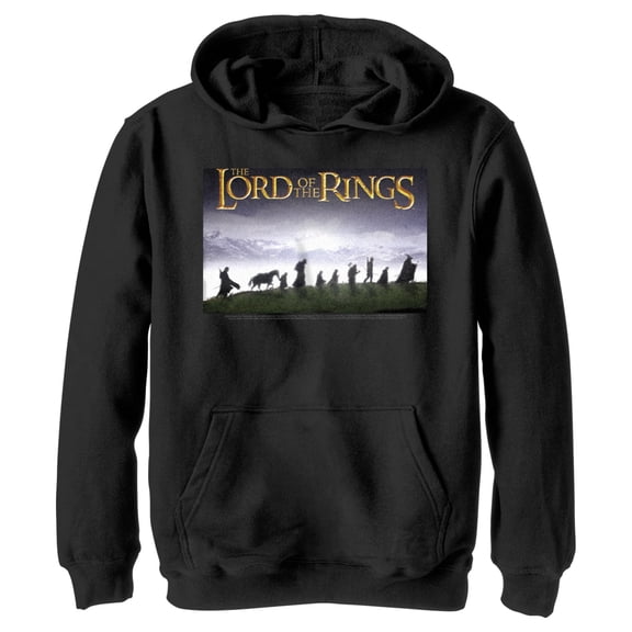 Boy's The Lord of the Rings Fellowship of the Ring Movie Poster  Pull Over Hoodie Black X Large
