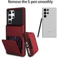 thumbnail image 6 of Wallet Case for Samsung Galaxy S22 Ultra Case with 4-Card Credit Card Holder Slot Shockproof Cover Hybrid Heavy Duty Protection Armor Phone Case Compatible with Galaxy S22 Ultra 5G-Red, 6 of 12