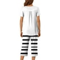 thumbnail image 7 of Nmnitkp Pajamas for Women Set Soft and Friendly Skin Women's Pajamas Set Solid Color with Stripes Short Sleeve Top With Capri Pants Pjs Lounge & Sleepwear Pajama Set with Pockets S-3XL, 7 of 7