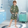 thumbnail image 5 of FORMRS Niños Bathrobe Unisex Hooded Robe Soft Plush Pajamas Sleepwear, Size 2-3T, Retro Pine Tree, 5 of 7