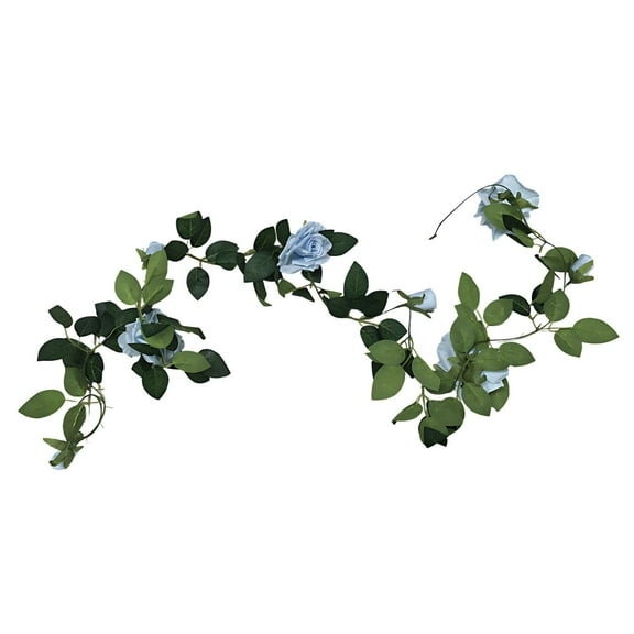 Btomtd 200cm Artificial Rose Vines Garland Wedding Tabletop Decor Staircase Door Garden with Rattan Arrangement, Blue