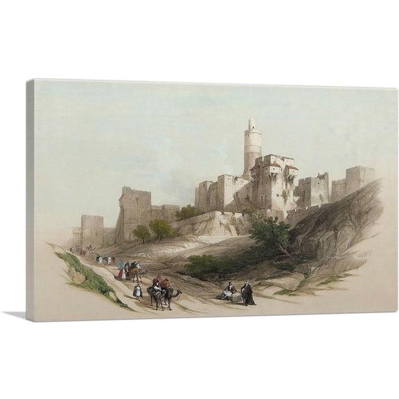 ARTCANVAS The Tower Of David Jerusalem Israel 1855 Canvas Art Print by David Roberts - Size: 26" x 18" (0.75" Deep)