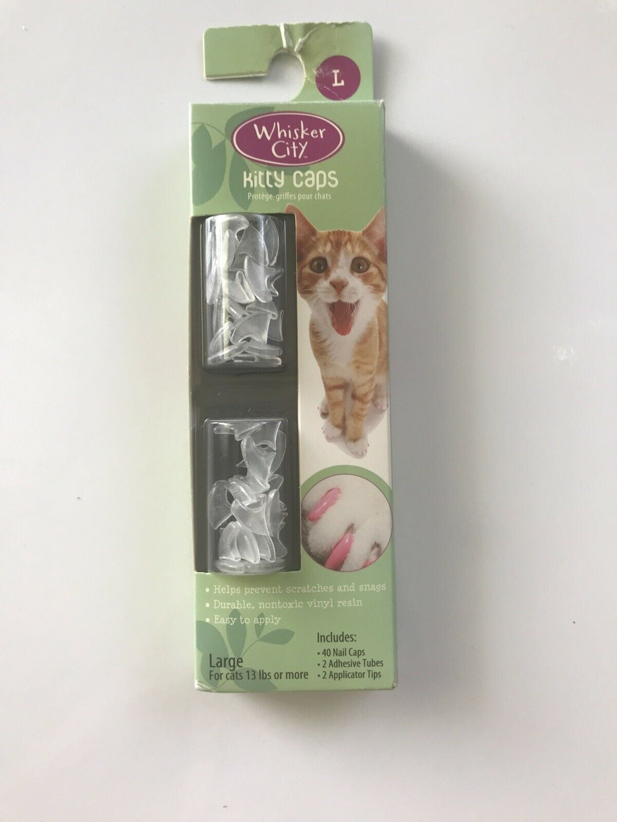 Whisker City Kitty Caps Nail Caps Black & Clear - Lrg 13+ Lbs (NEW)