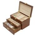 thumbnail image 4 of Wooden Jewelry Box for Women, 3 Layers Large Wooden Jewelry Organizer Box Watches Necklace Ring Storage Box for Women (Brown 3 Layer), 4 of 7
