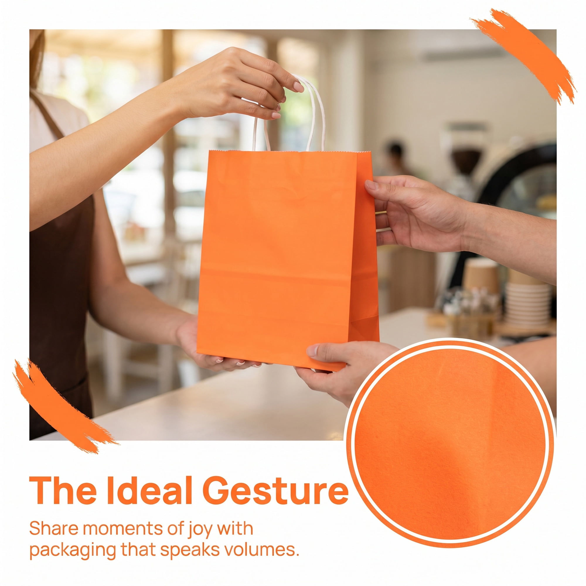Unique Bargains 10Pcs Heavyweight Premium Gift Bags with Handles Orange 5.9" x 3.1" x 8.3"