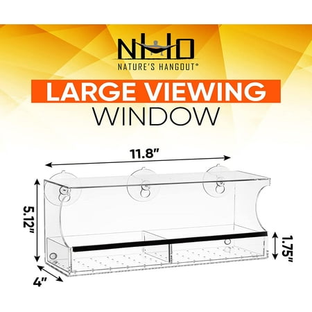 Nature’s Hangout Clear Suction Cup Window Bird Feeder for Wild Birds