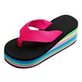 thumbnail image 1 of Kcodviy Women Wedge Floral Flip Rope Sandals for Women Flops Color Sole Beach Jean Sandals for Women Flip Flops Slippers Thick Comfortable Sandals for Women Sole Flip Flops Summer Casual Beach Slipp, 1 of 9