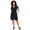 Black, variant on Women's Plus Size Stretch Knit Faux-Wrap Sleeve Romper