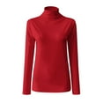 thumbnail image 5 of Rigardu plus size tops for women womens plus size tops Women's Casual Solid Long Sleeve Fitted Turtleneck Sweater Top Red + 3XL, 5 of 9