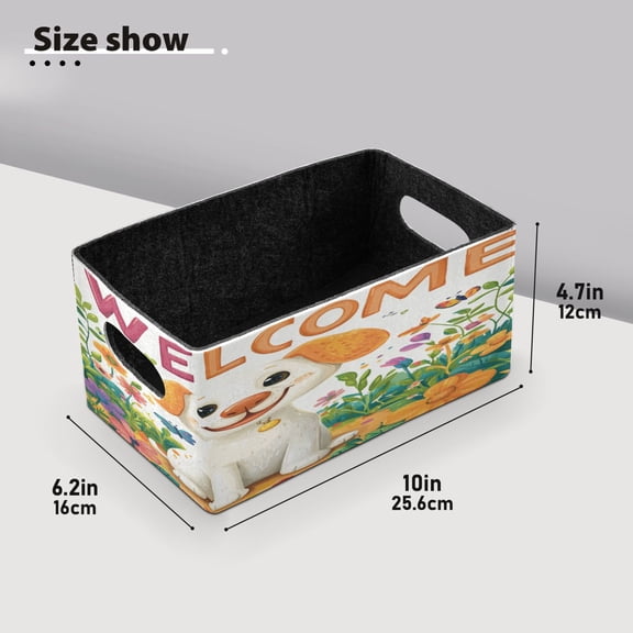 BZSMCE Shelf Baskets Cute Dog Play in Garden Pattern Storage Cube Bins 10.1*6.3*4.7in Set of 2