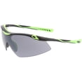 thumbnail image 3 of Semi Rimless Wrap Sports Sunglasses Neutral Colored Shield Lens 65mm (Matte Black Green / Smoke), 3 of 4