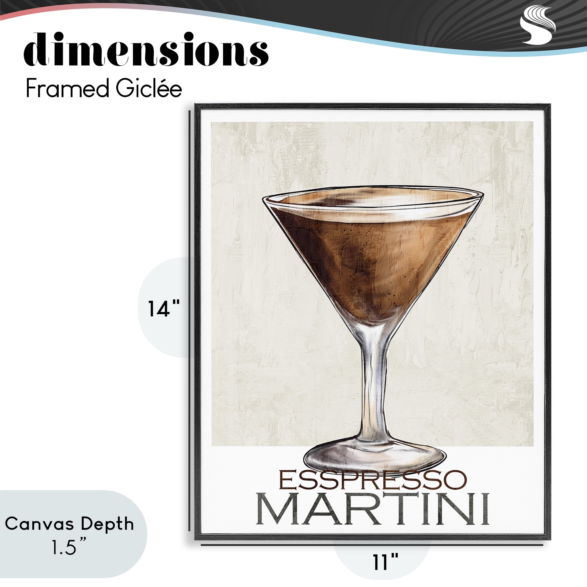 Stupell Industries Sophisticated Espresso Martini Black Framed Giclee Art, design by Kim Allen