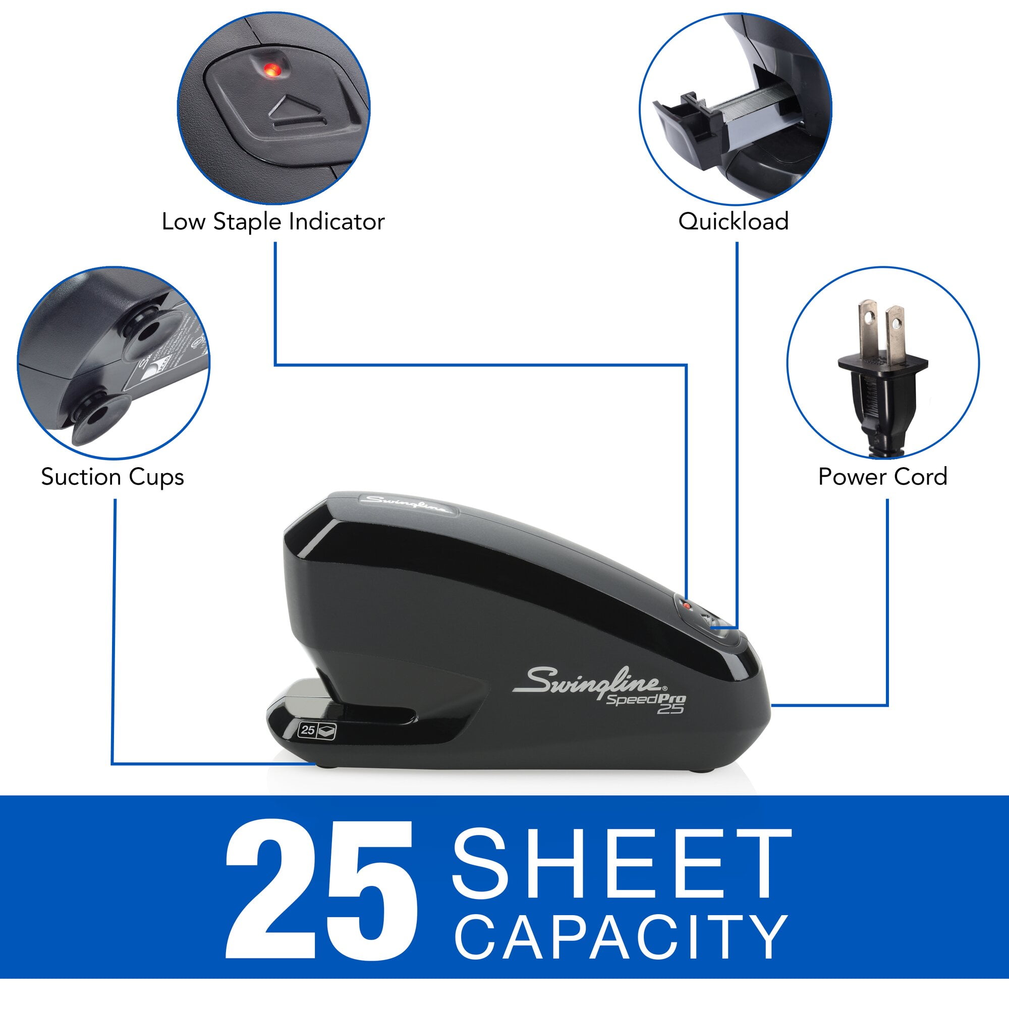Swingline Speed Pro 25 Electric Stapler Value Pack, 25 Sheet Stapler, 5,000 S.F. 4 Premium Staples, Staple Remover