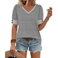 thumbnail image 5 of Blczomt Short Sleeve Womens Shirts Casual Trendy Gray Tee Dressy Womens Blouses,S, 5 of 5