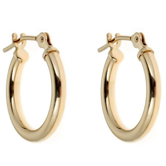 Ritastephens 14K Real Yellow Gold Tubular Shiny Round Hoops Hoop Earrings