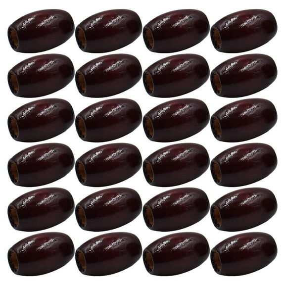HEALEEP DIY Oval Wood Beads with Large Holes for Crafting Dark Red Color Wooden Spacer Beads 50pcs