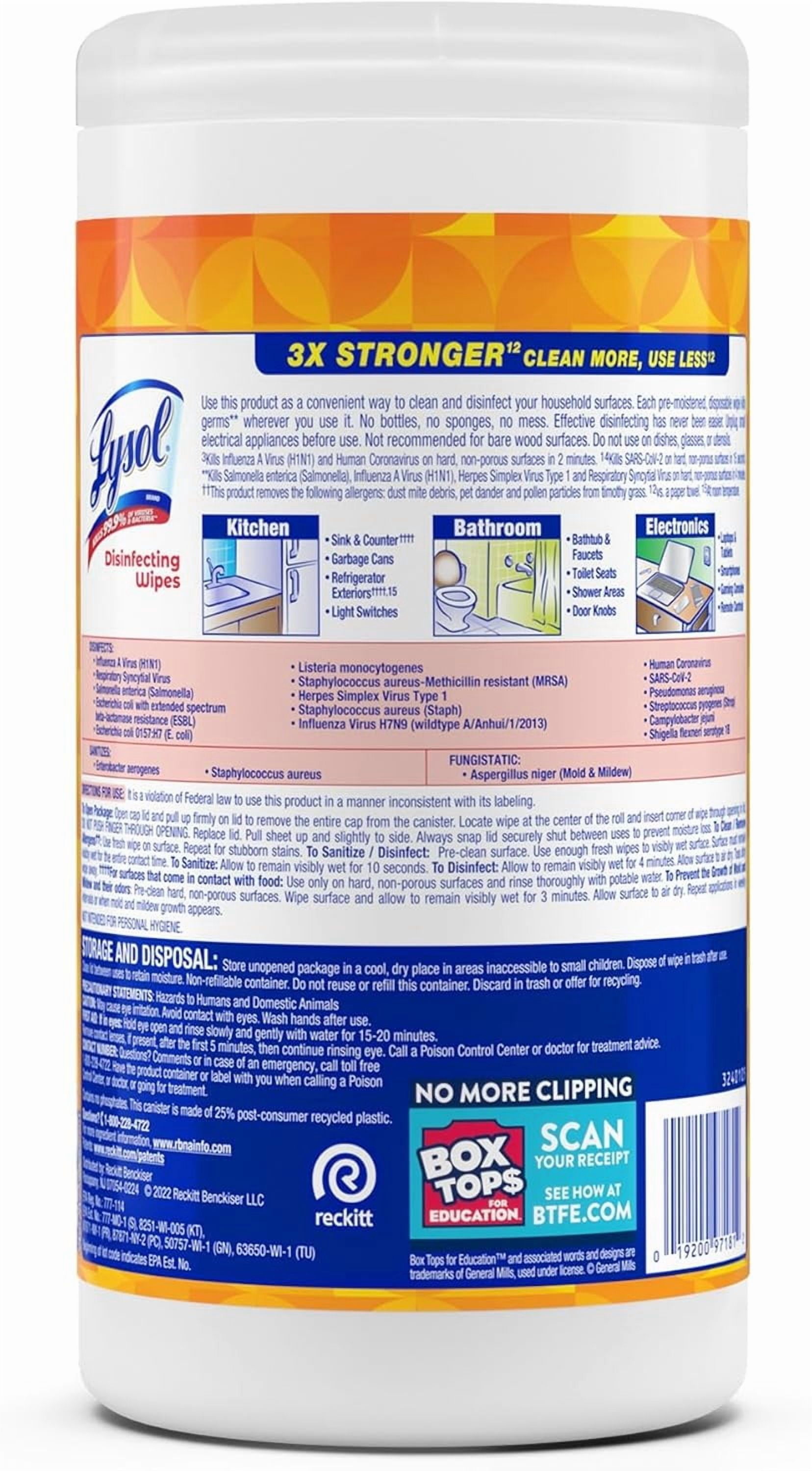 Lysol Disinfectant Antibacterial Cleaning Wipes, 80 Ct, 6 Pack